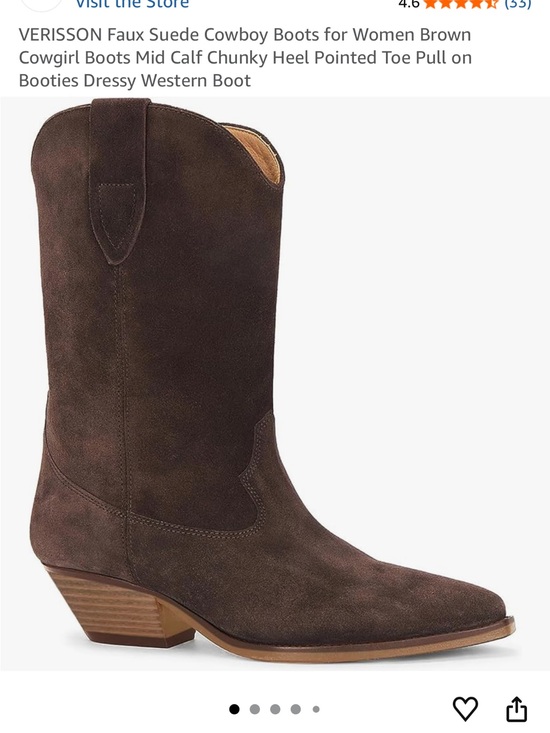 Shoes - Brown Faux Suede Western Mid-Calf Boots for Women